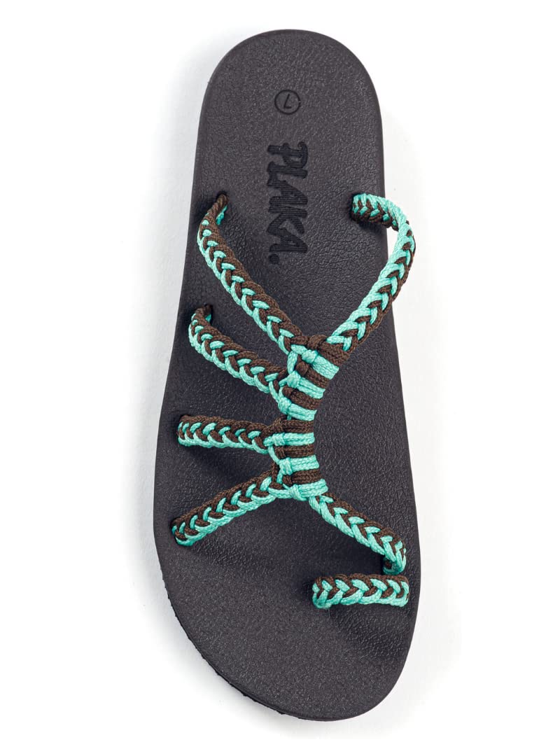 Plaka Relief Flip Flops for Women with Arch Support | Comfy Sandals for Women | Perfect for the Beach, Long Walks or Poolside | Reduces Heel & Back Pain | Turquoise Gray | Size 9 - Image 1
